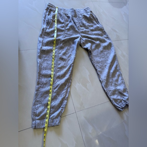 Athleta tall gray pants linen elastic waist and  foot 4 pockets tie size L - Picture 7 of 16